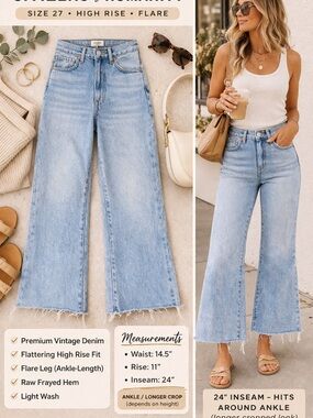 Citizen Light Blue Wide-Leg Jeans with Raw Hem